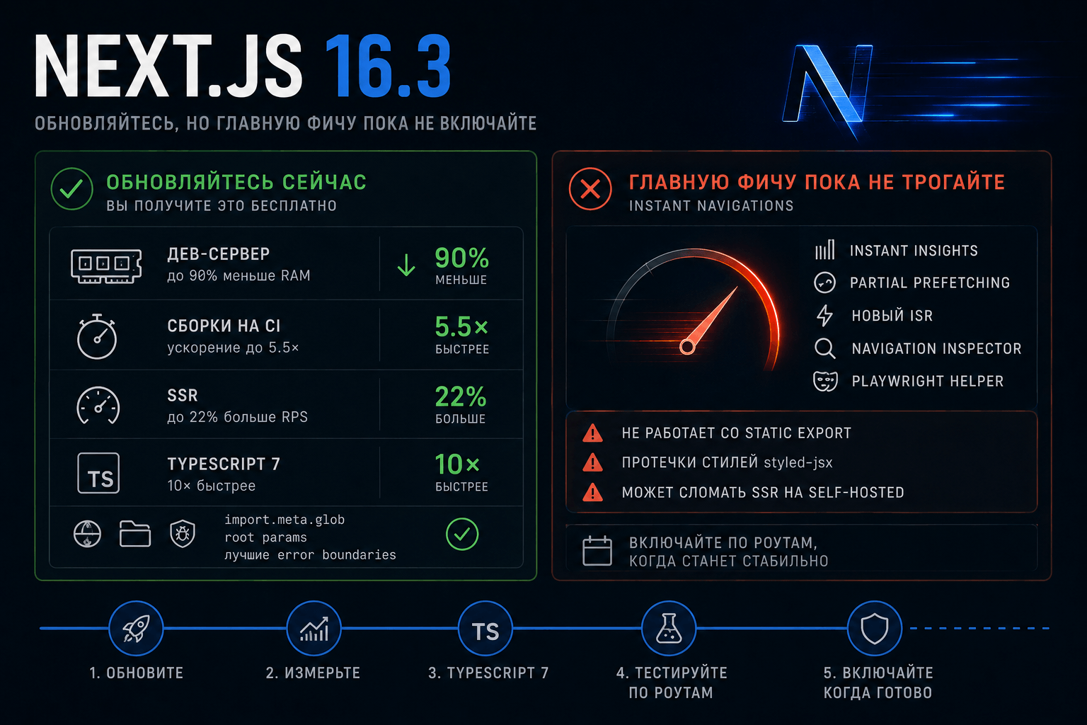 Next.js 16.3 вышел. Обновляйтесь — но главную фичу пока не включайте